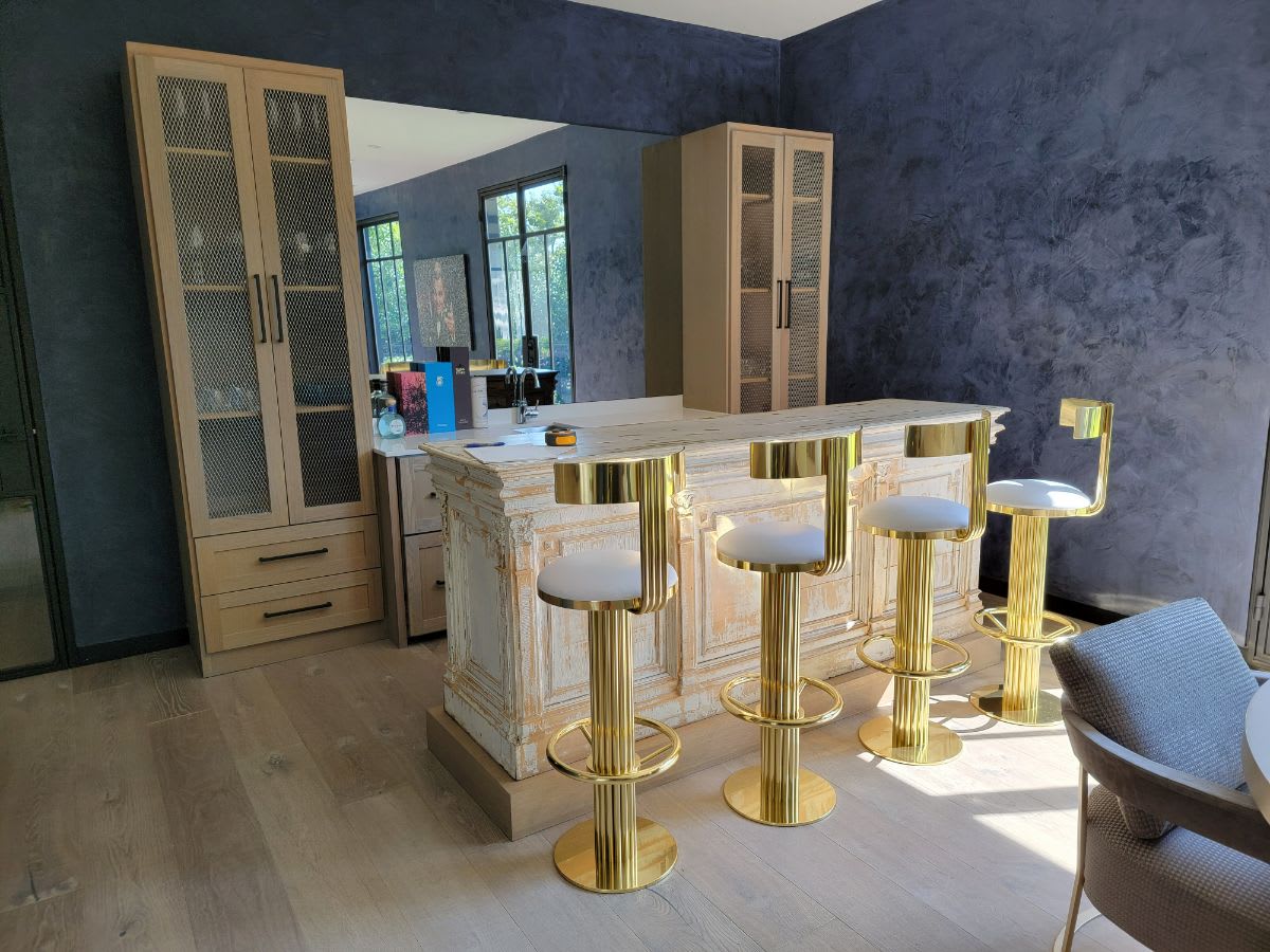 before picture of preston hollow home bar with bar stools