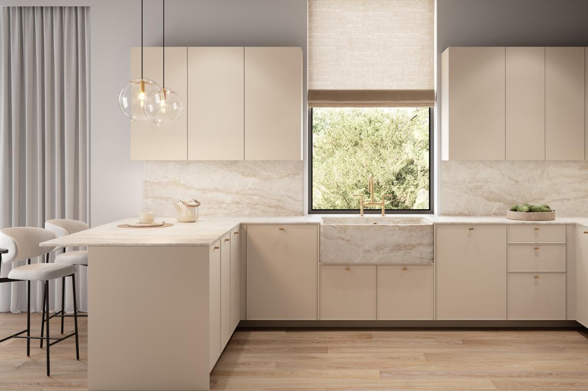 houston's london house mid-rise luxury monochromatic cream kitchen designed by eggersmann