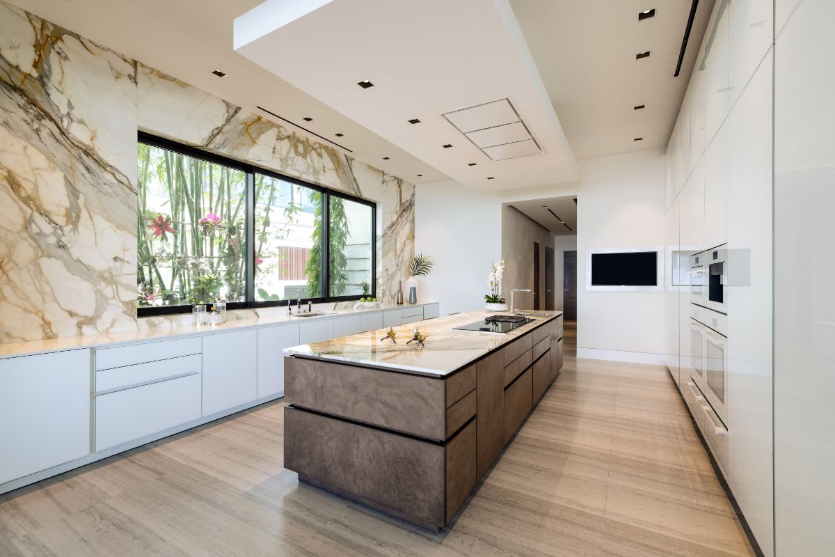 island in an eggersmann kitchen of a miami beach intracoastal luxury home