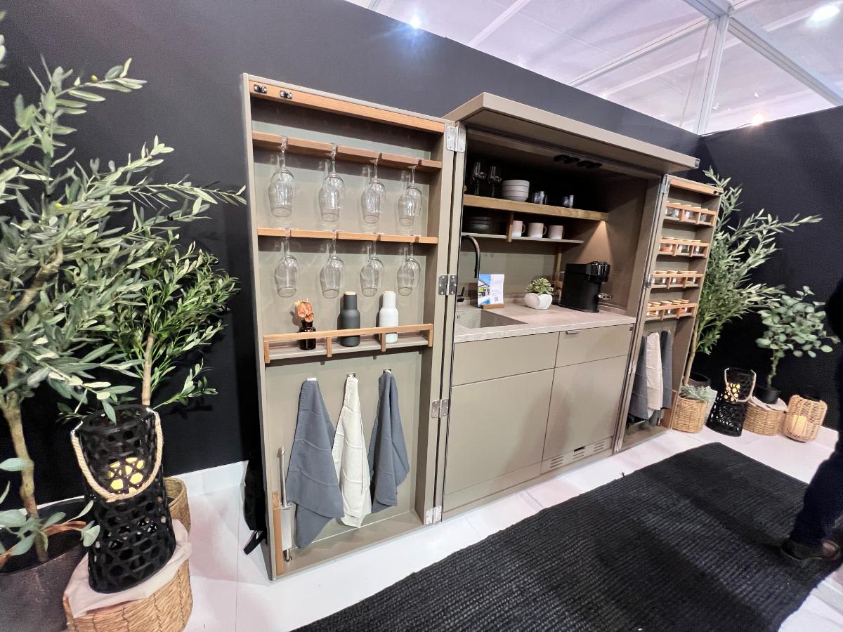 eggersmann outdoor living kbis 2024 booth bar in a cabinet ready