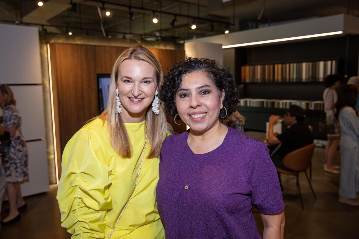 jennifer cope and another attendee at the houston spring market 2024 event in the eggersmann houston showroom