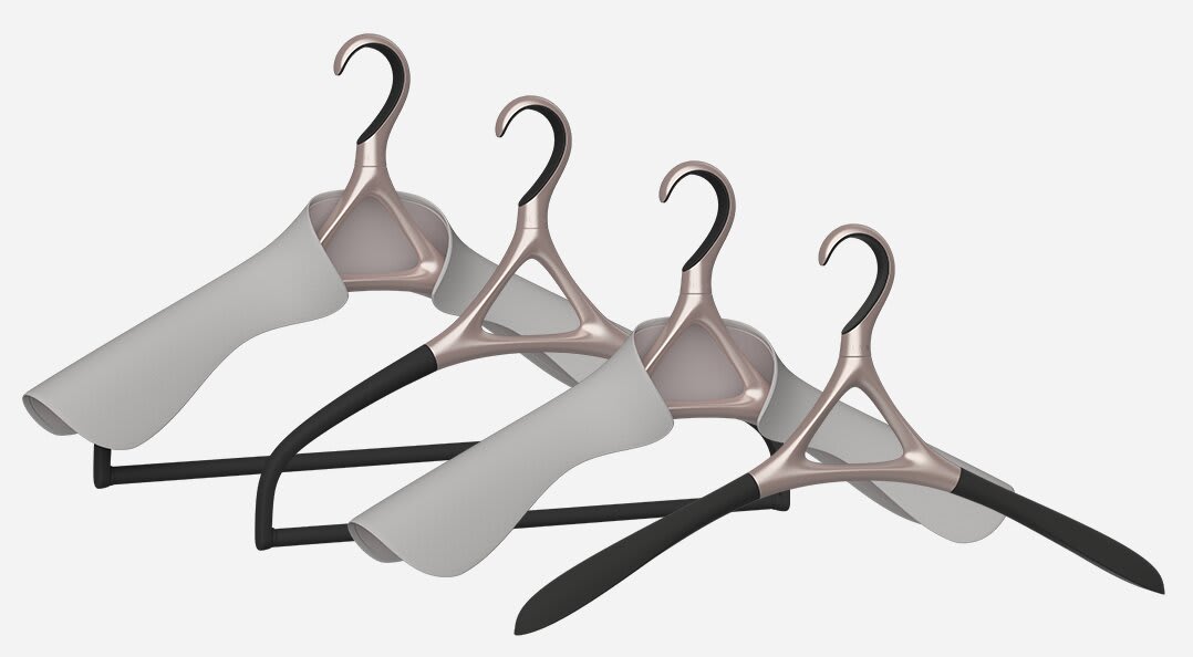 signature collection of lou hansell luxury hangers in h-series rose gold finish