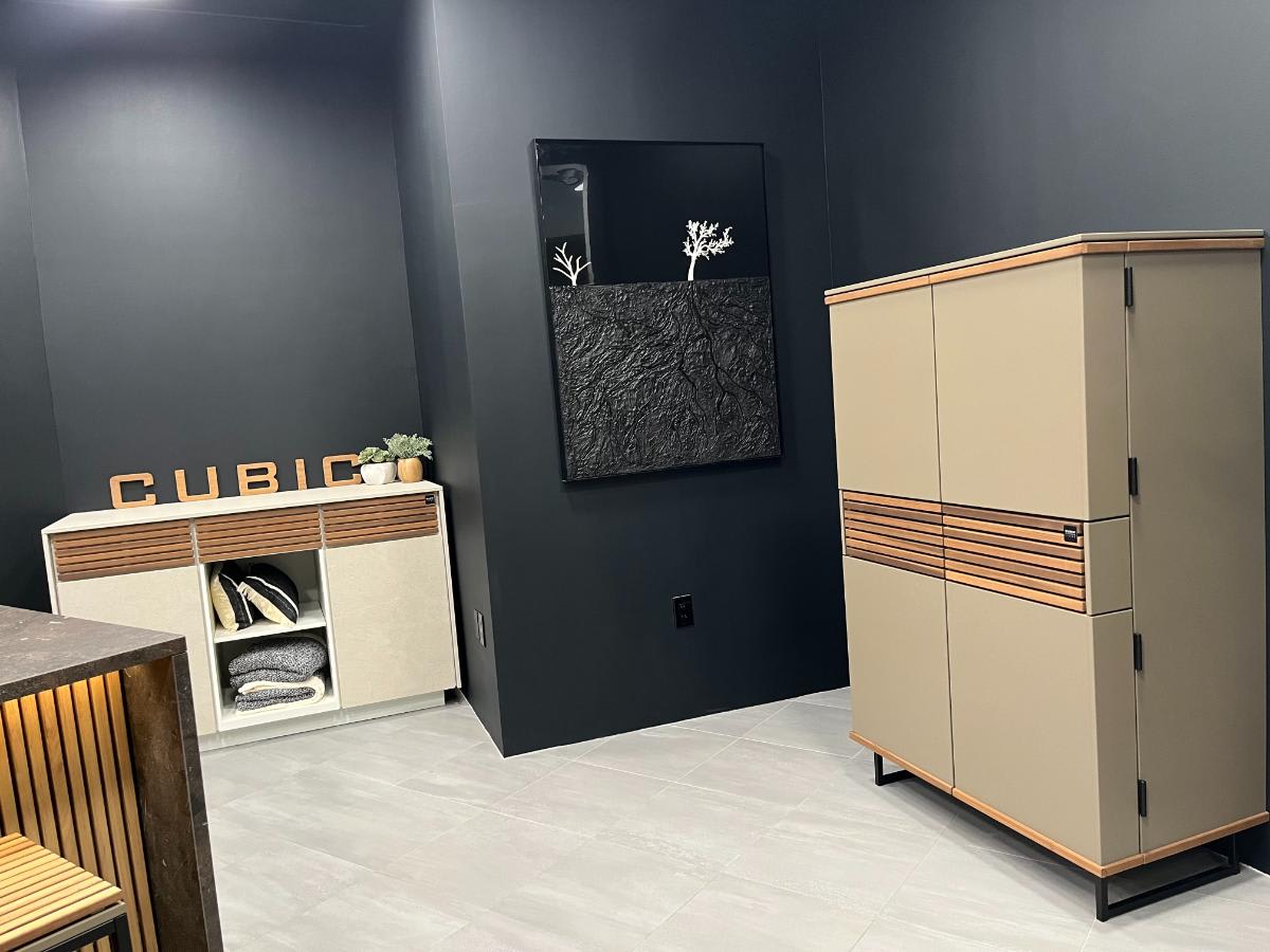 modular outdoor luxury storage in the eggersmann outdoor living Display in the Houston Showroom