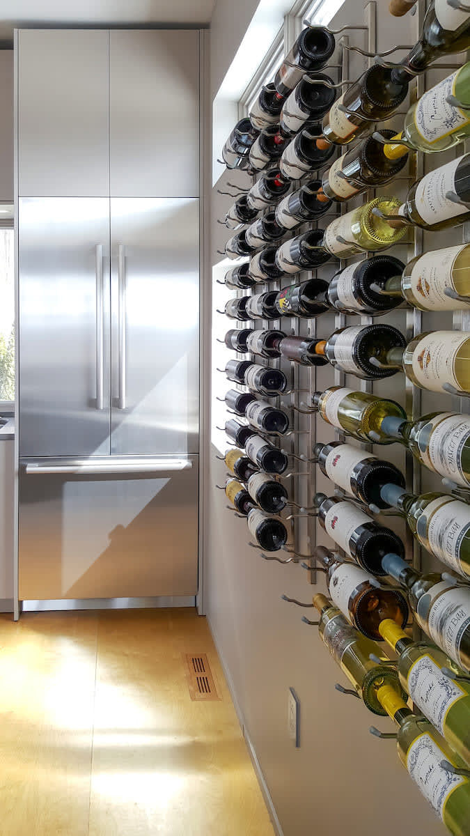 luxury wine chiller rack in an eggersmann-designed kitchen