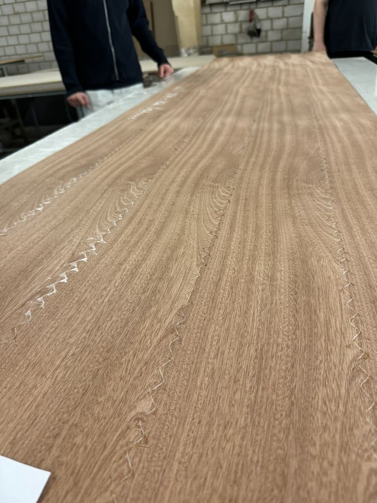 glued slip matched veneer in the eggersmann veneer shop