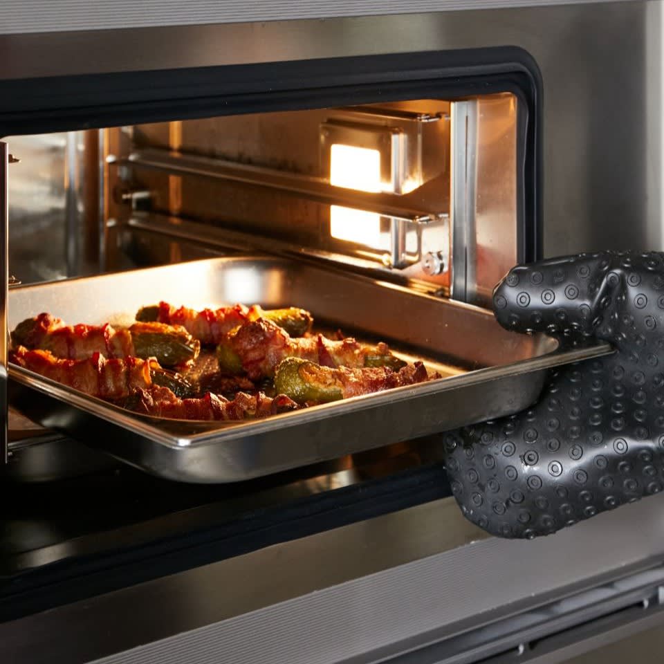 healthy meal ready after baking in aluxury kitchen appliances