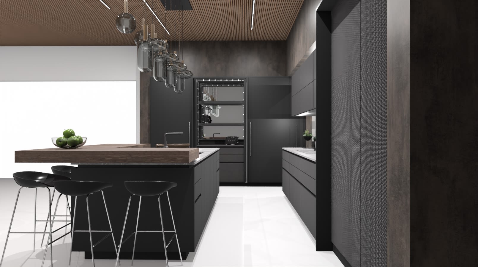 rendering for design of a back kitchen of a new construction home in westlake tx