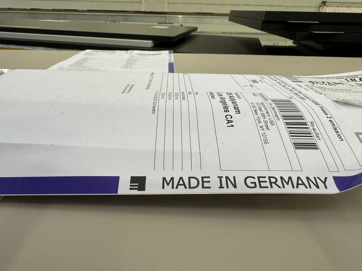 package ready to mail waiting in project staging area in the eggersmann cabinetry factory in germany