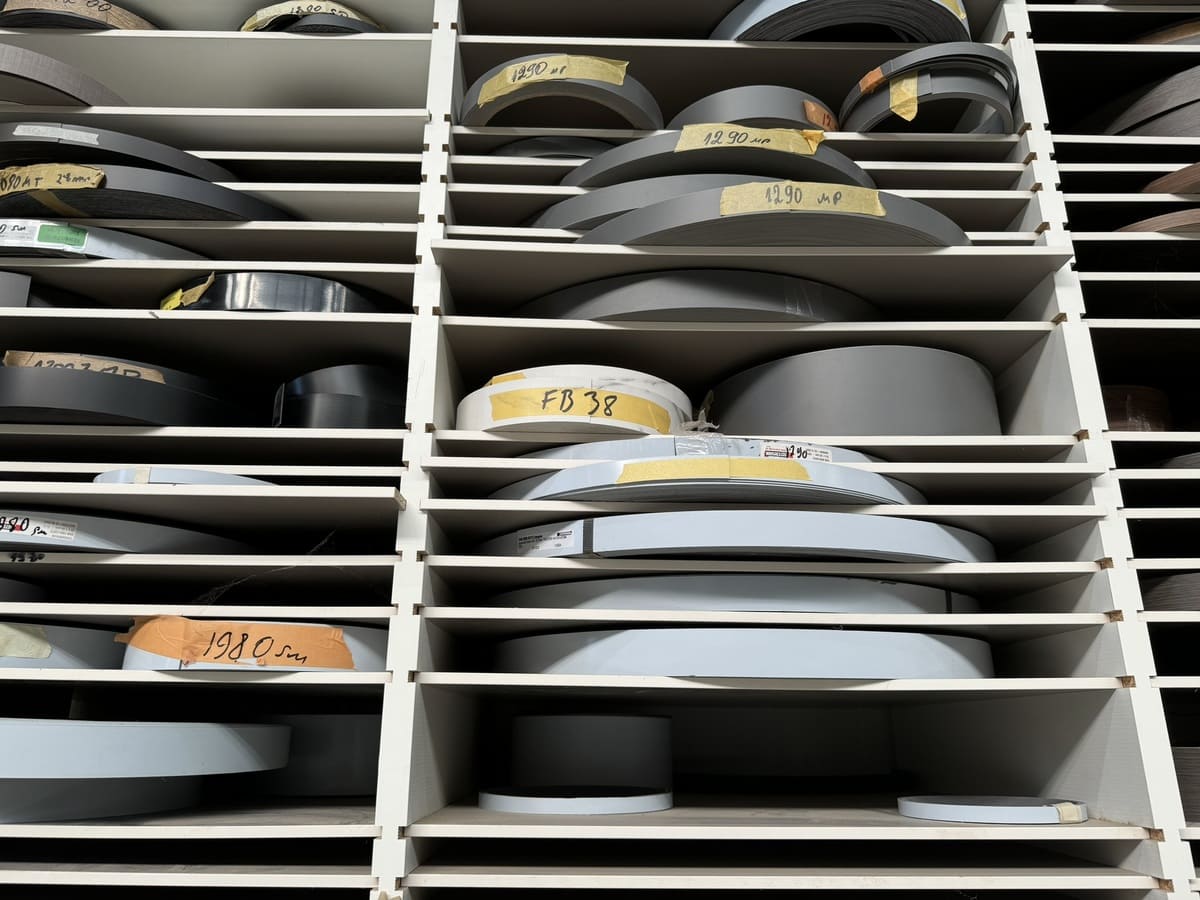 veneer edge-banding inventory in eggersmann cabinetry factory in germany