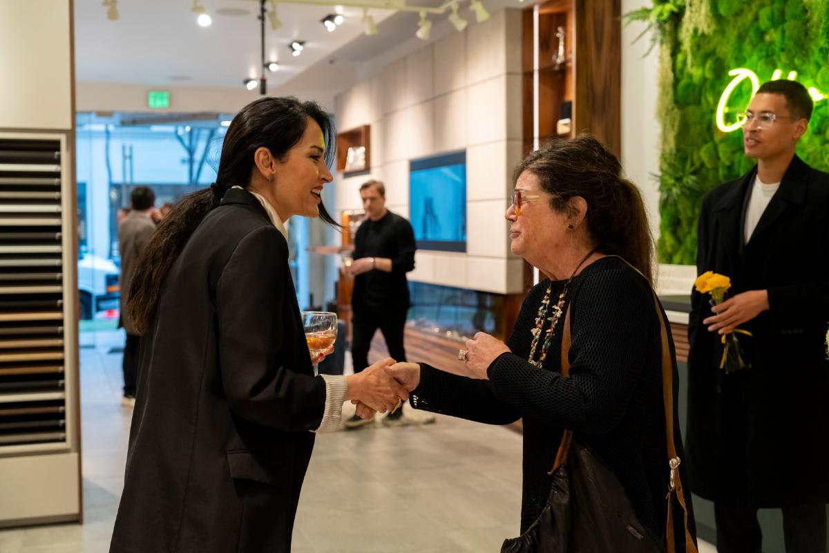 design professionals networking at design west hollywood 2025 in the eggersmann la showroom