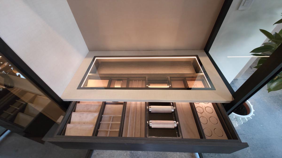custom handcrafted jewelry drawer in a luxury wardrobe display at eggersmann pittsburgh