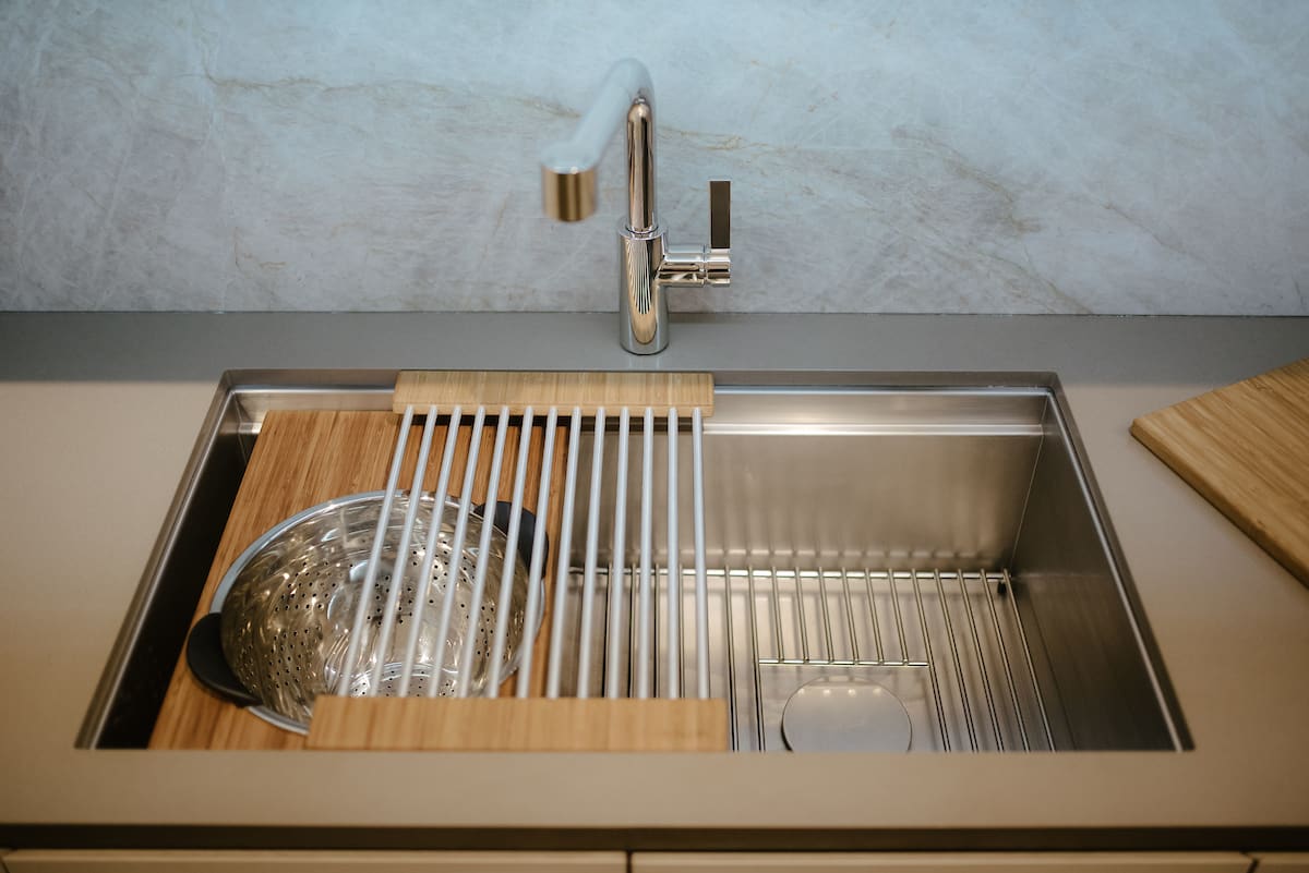 A modern eggersmann kitchen design featuring The Galley sink.