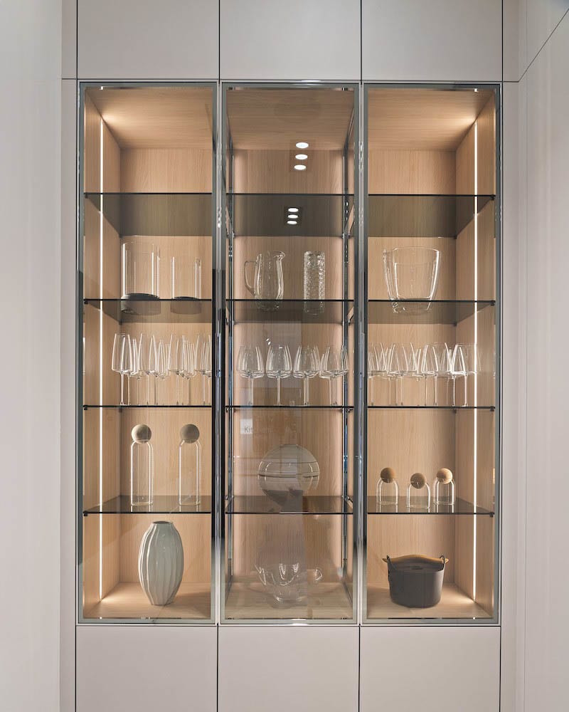 glass-front display with built-in led lighting