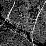black and white map of austin indicating location of an eggersmann showroom