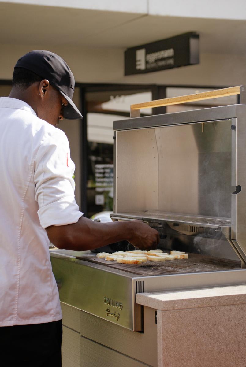 grilling in the outdoor at eggersmann laguna during an outdoor living event in august 2025