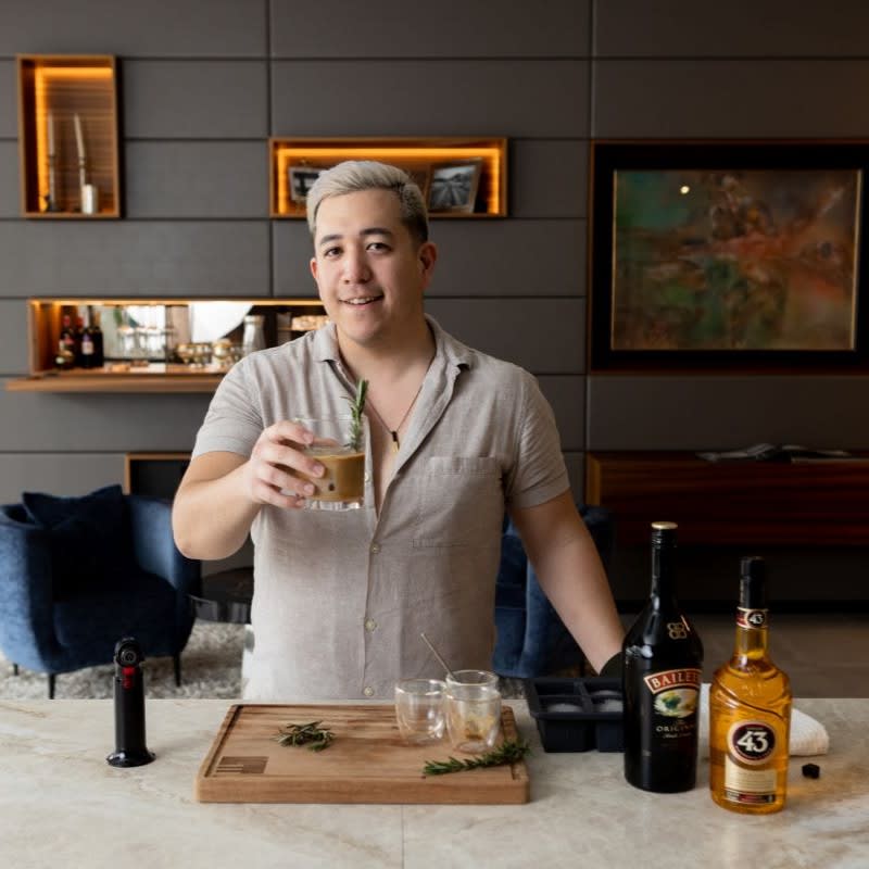 eggersmann staff member mixes a drink he shared in the eggersmann cookbook heirloom flavors