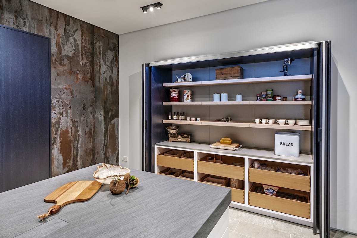 A modern eggersmann usa kitchen design featuring bar seating, work's, and Motion countertop.