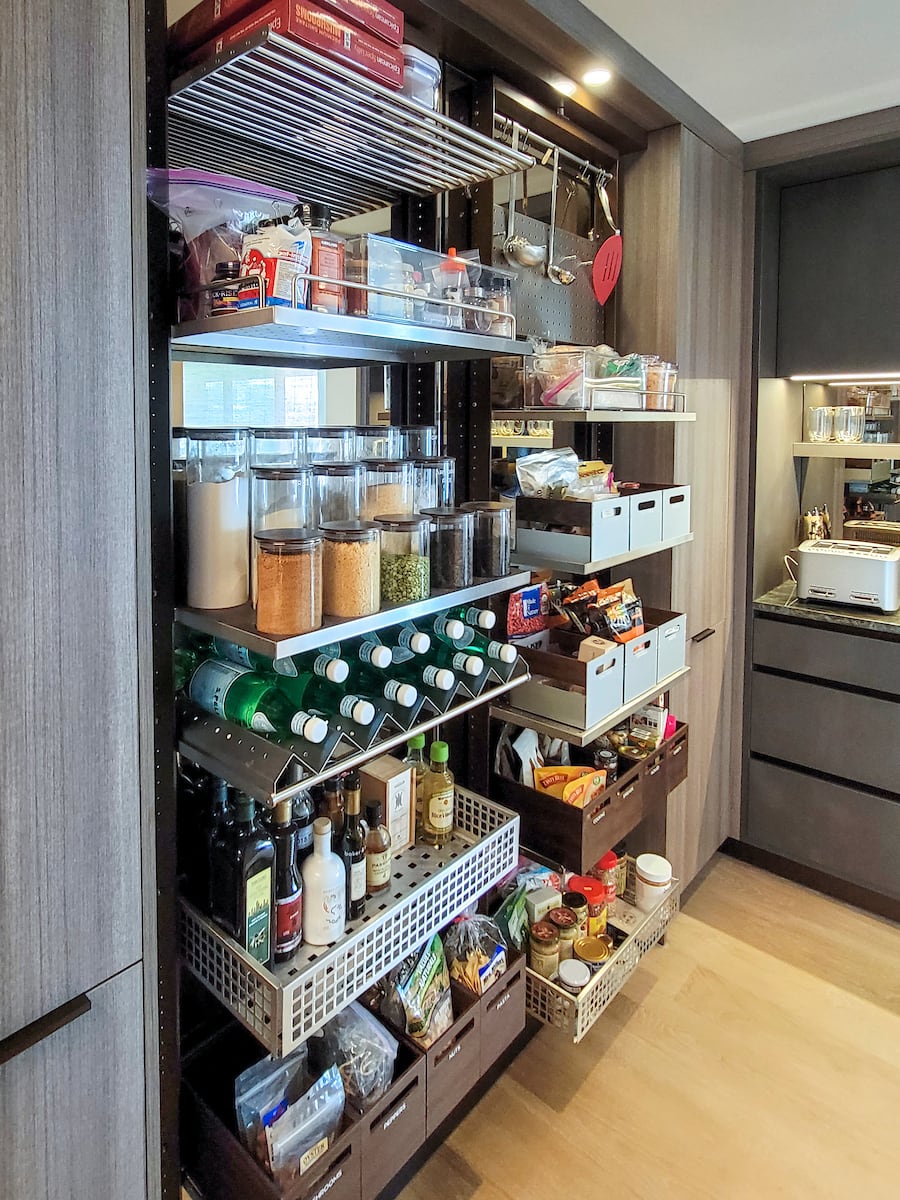 work's turnstile pantries open in an eggersmann-designed kitchen