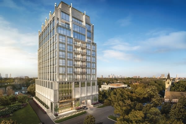 the chaucer mid-rise tower in rice village in houston tx