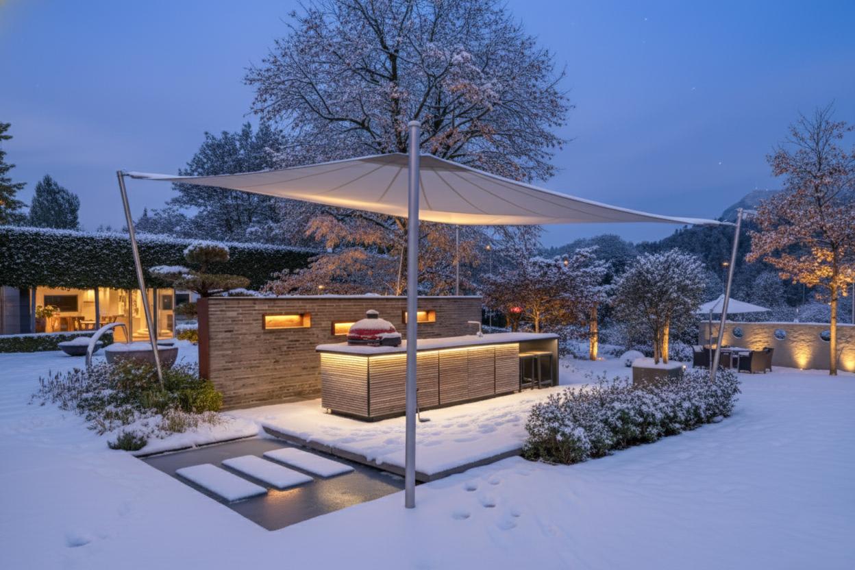 cubic outdoor kitchen and living area in the snow cubic outdoor kitchen and living area in the snow