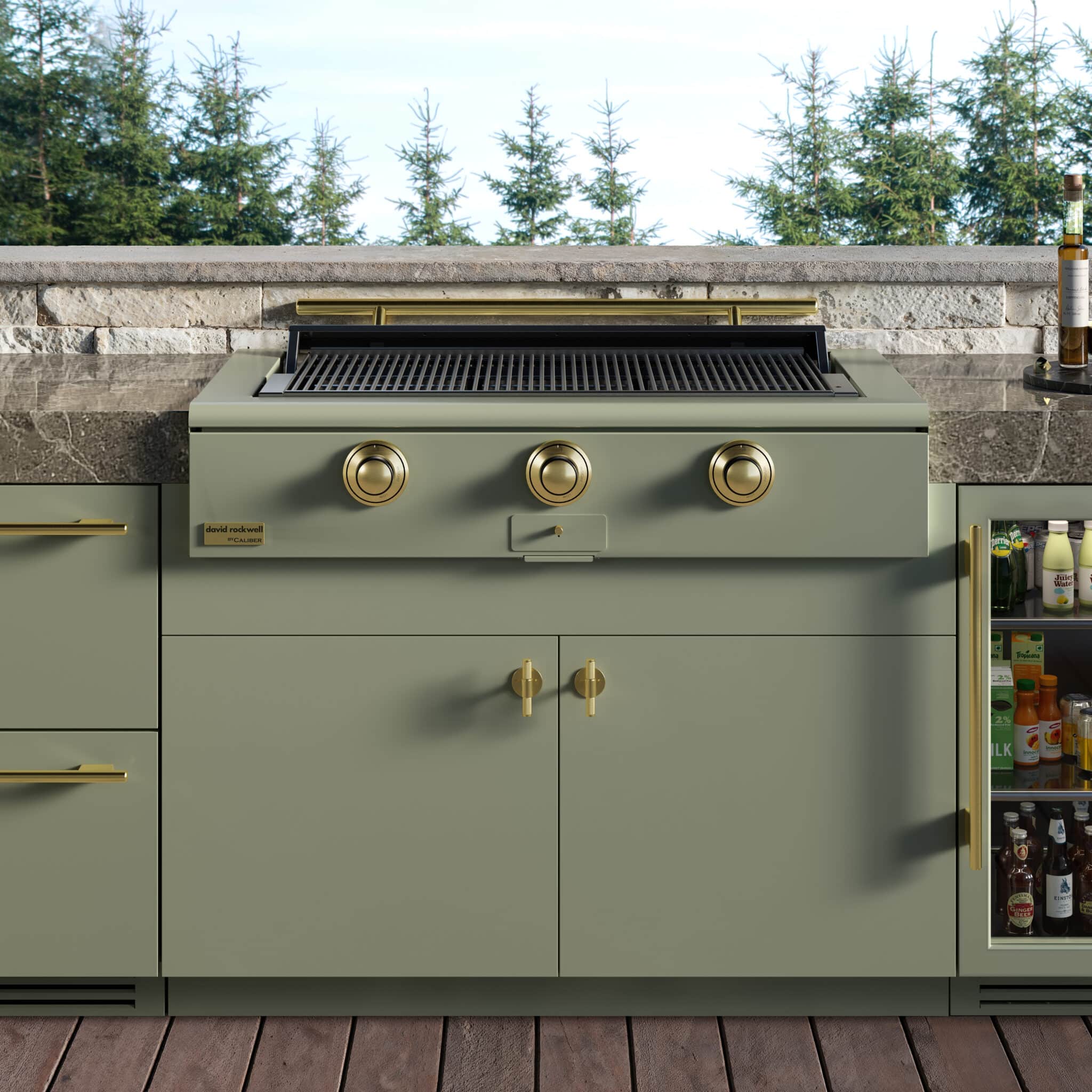 closeup of a luxury grill by true caliber on patio of a luxury mountain retreat home