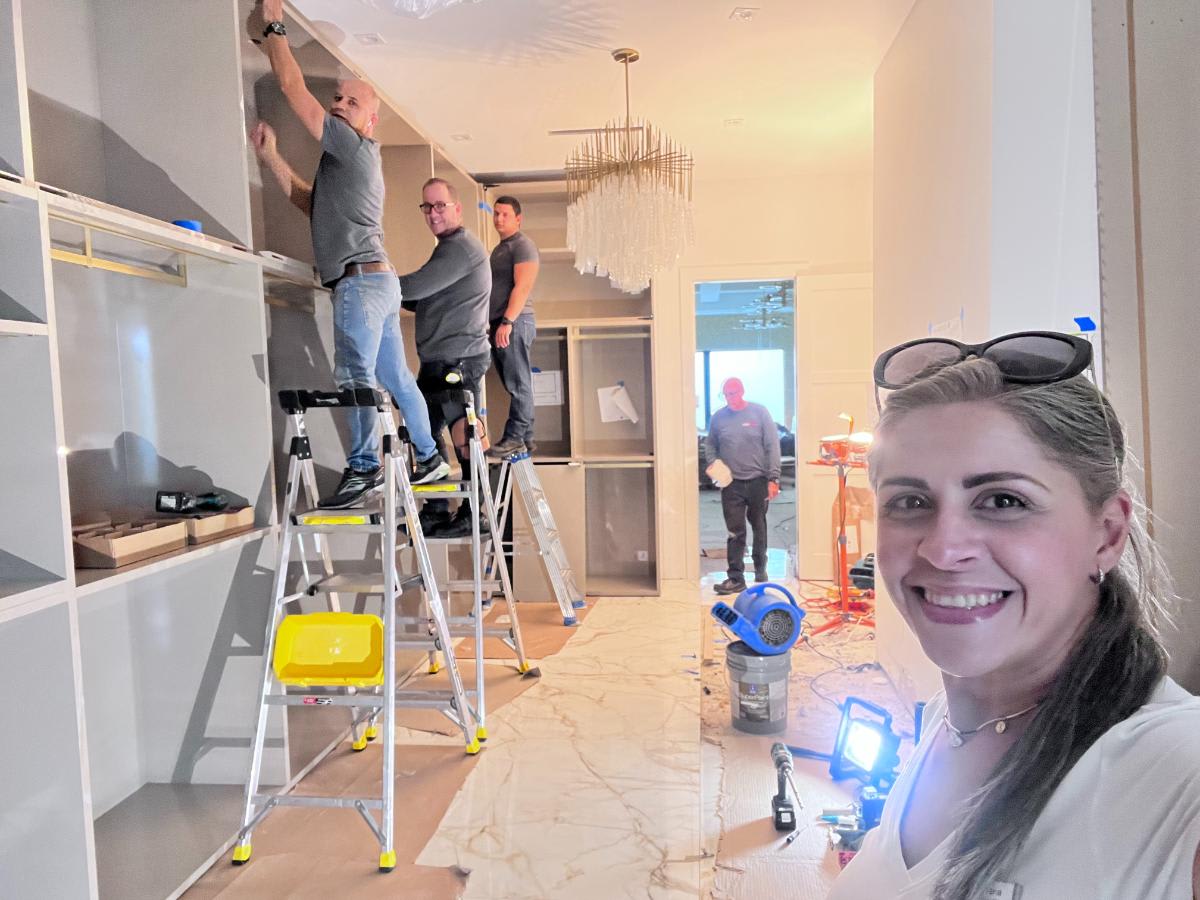 lorena eggersmann technical designer at a client's kitchen installation