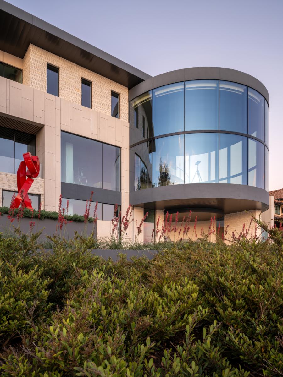 modern glass turret of the octant house in austin