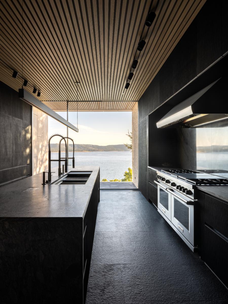 galley of the kitchen designed by eggersmann austin in the octant house