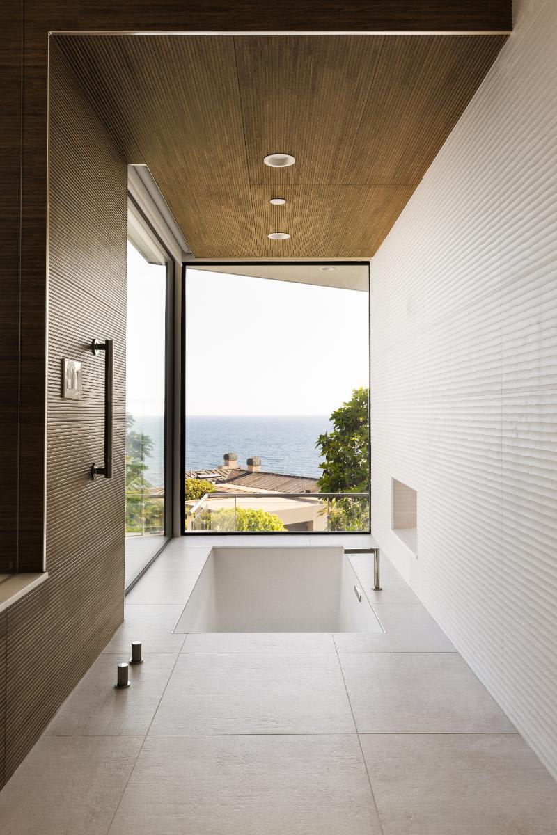 ultra-modern bath overlooking laguna beach from a lagunitas home