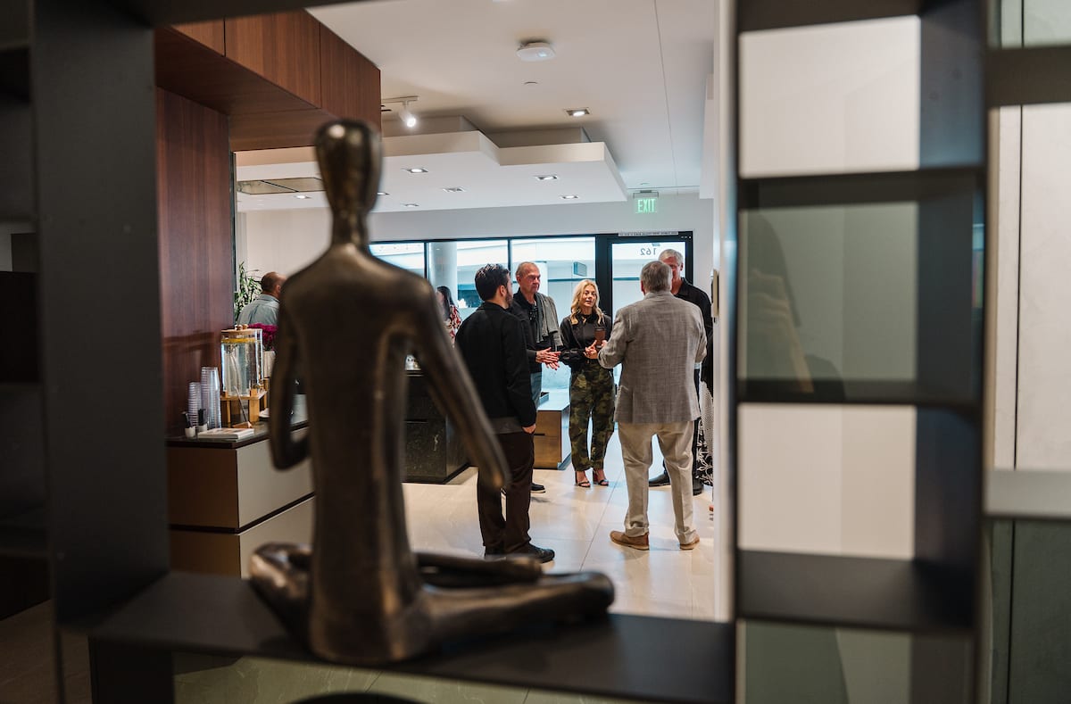 banner for an anne breux designer event at eggersmann houston showroom