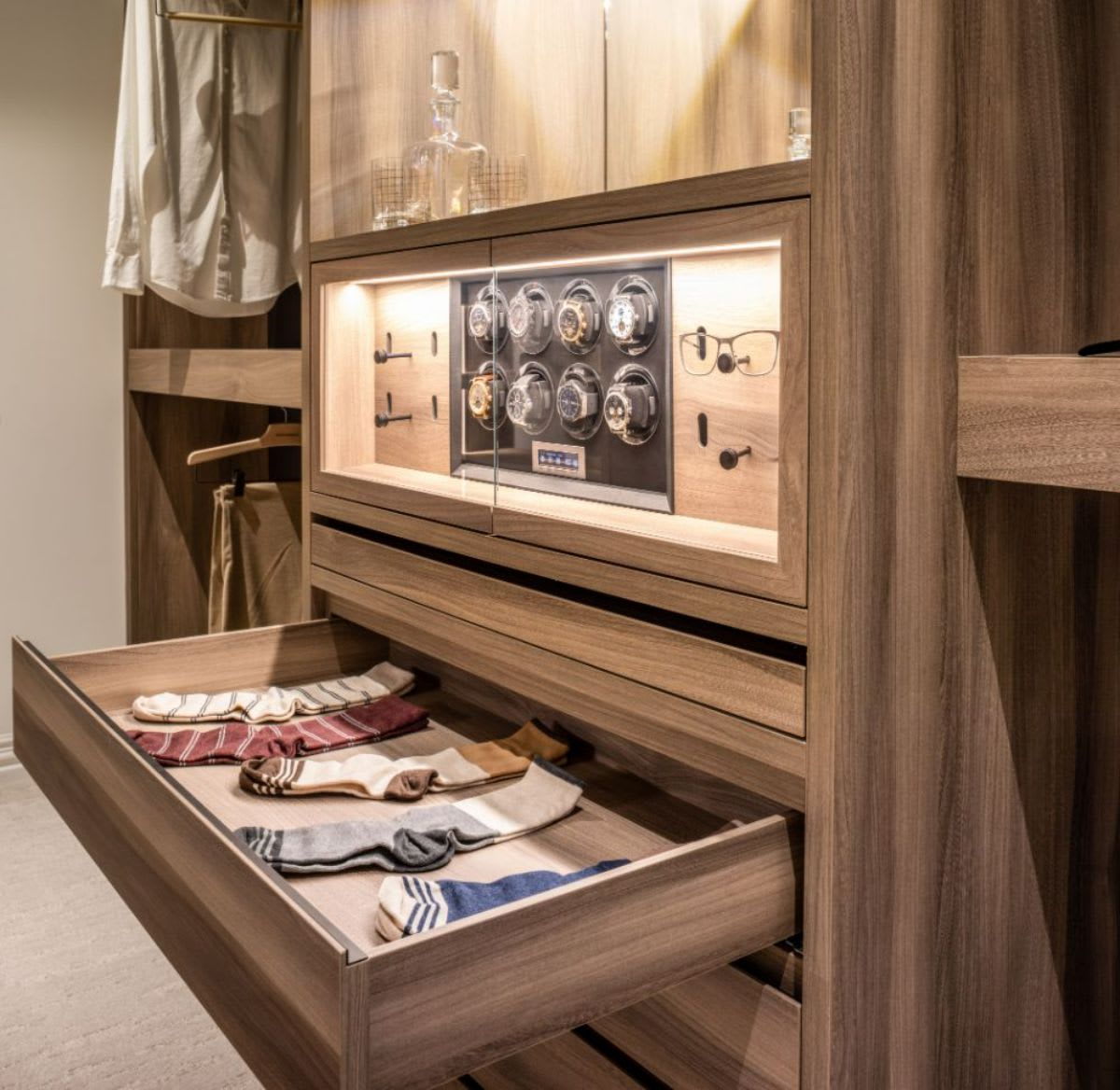 shallow drawers that are perfect for storing ties, socks, and other small items