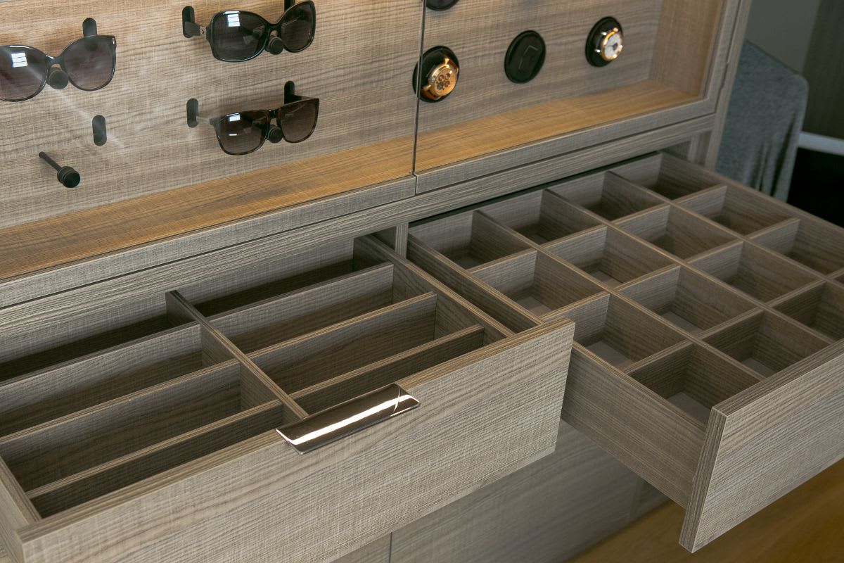 in-drawer cubby sizes are customizable to fit your collection of fashion