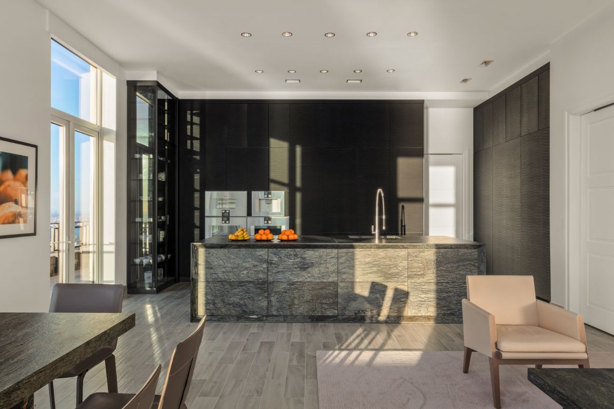 contemporary kitchen designed by eggersmann for a penthouse of the thirty park place four seasons residences luxury condos in tribeca