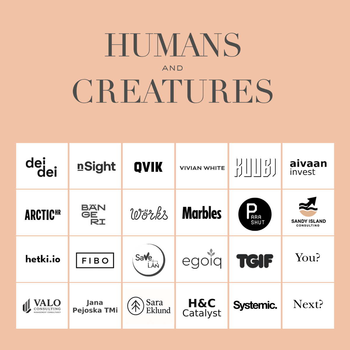 Humans and Creatures ecosystem founding companies