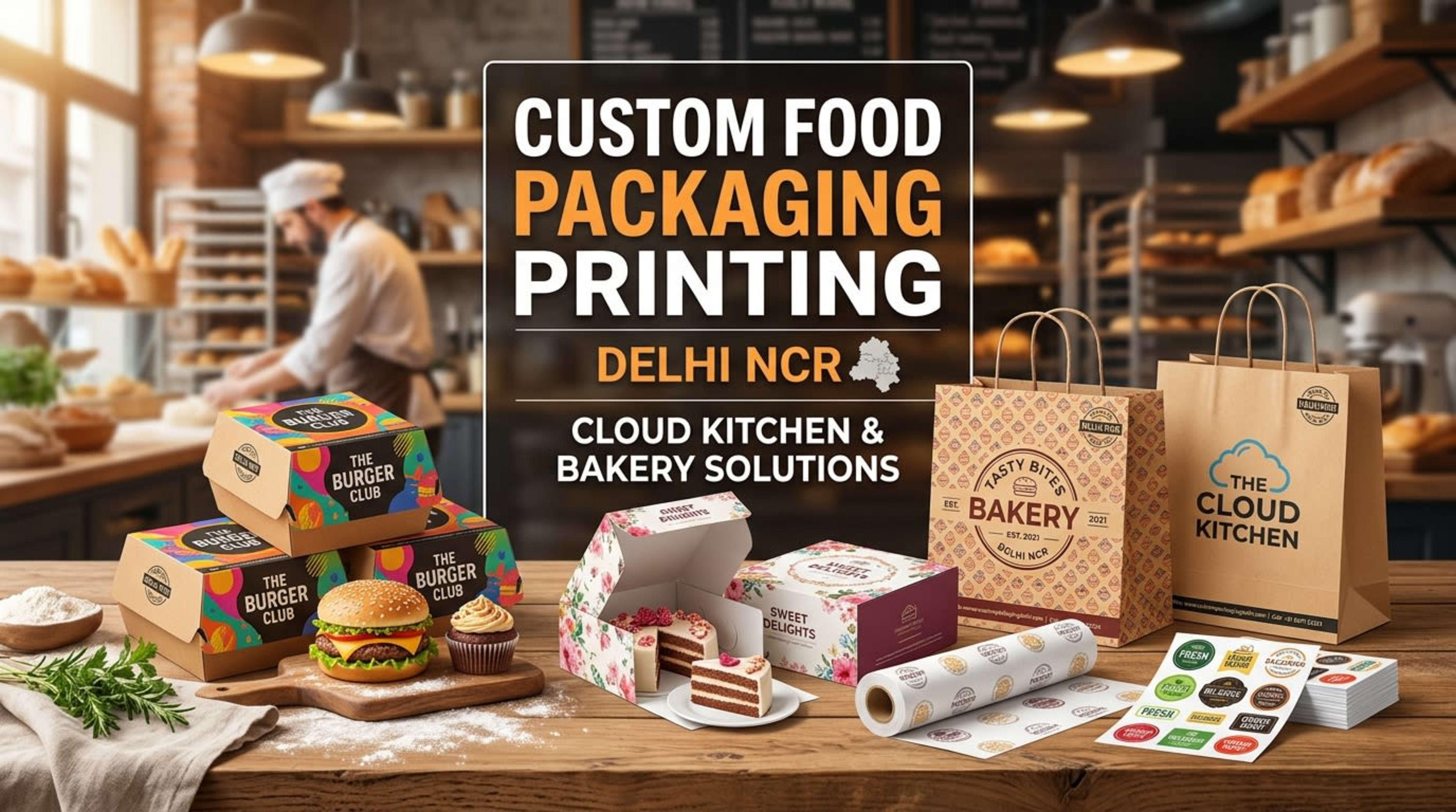 Custom Food Packaging Printing in Delhi NCR: Complete Branding Solutions for Cloud Kitchens, Restaurants, Hotels & Bakeries