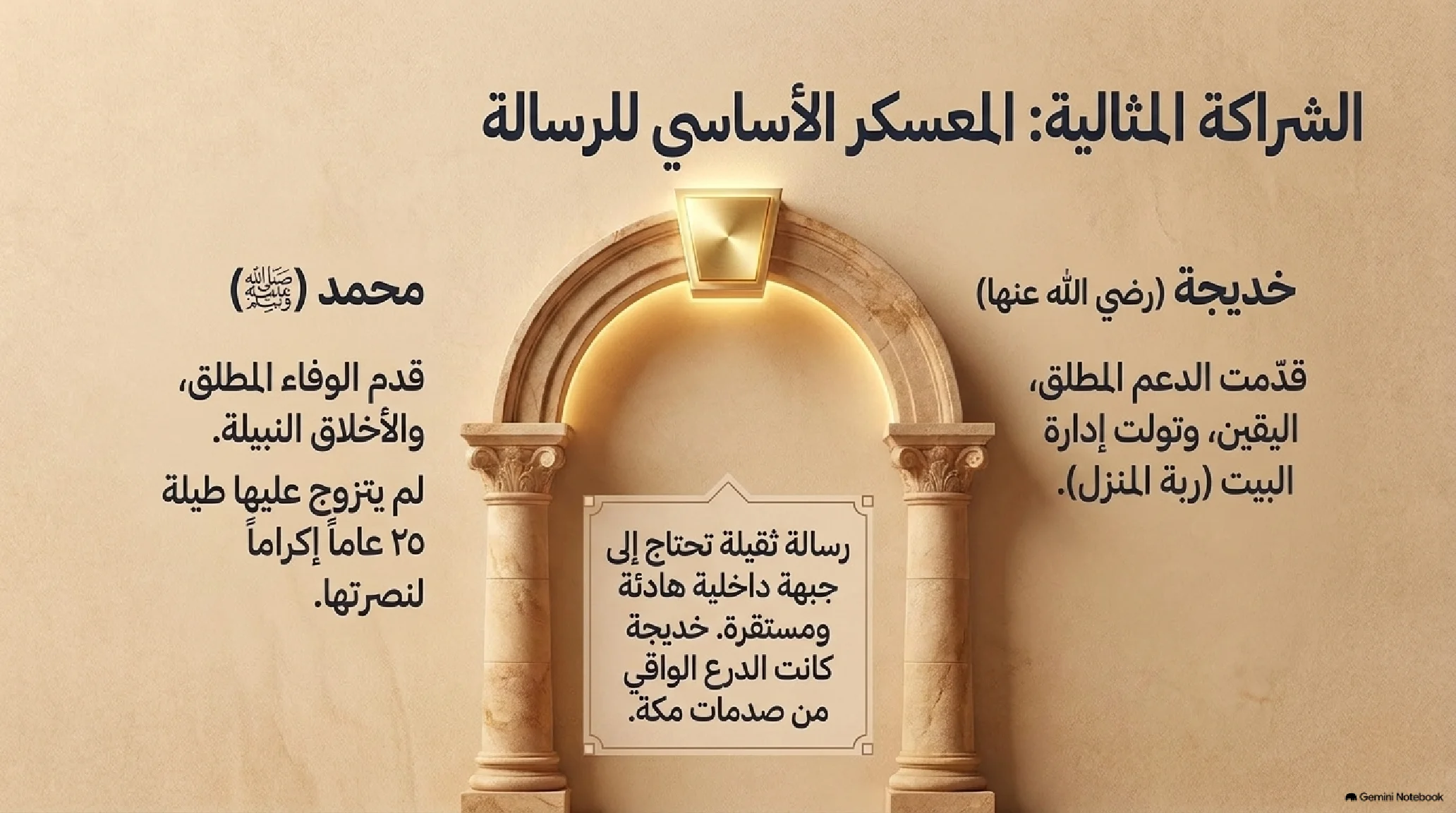 3- بناء الإنسان قبل الرسالة: الخلوة، الزواج المبارك، وإعادة بناء الكعبة المشرفة - شريحة 6