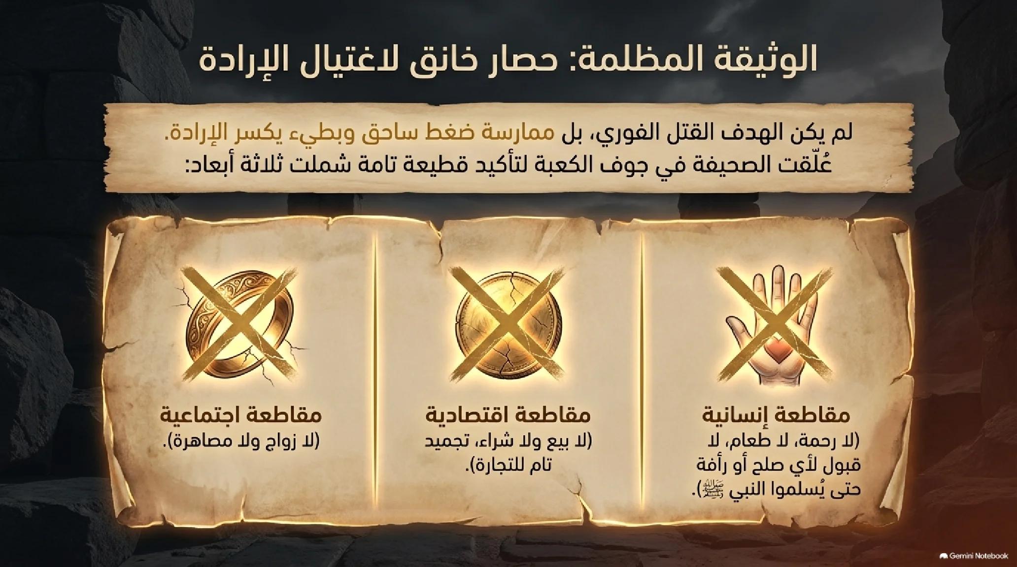 7- الحصار والوجع: ثلاث سنوات في شِعب أبي طالب وعام الحزن - شريحة 3