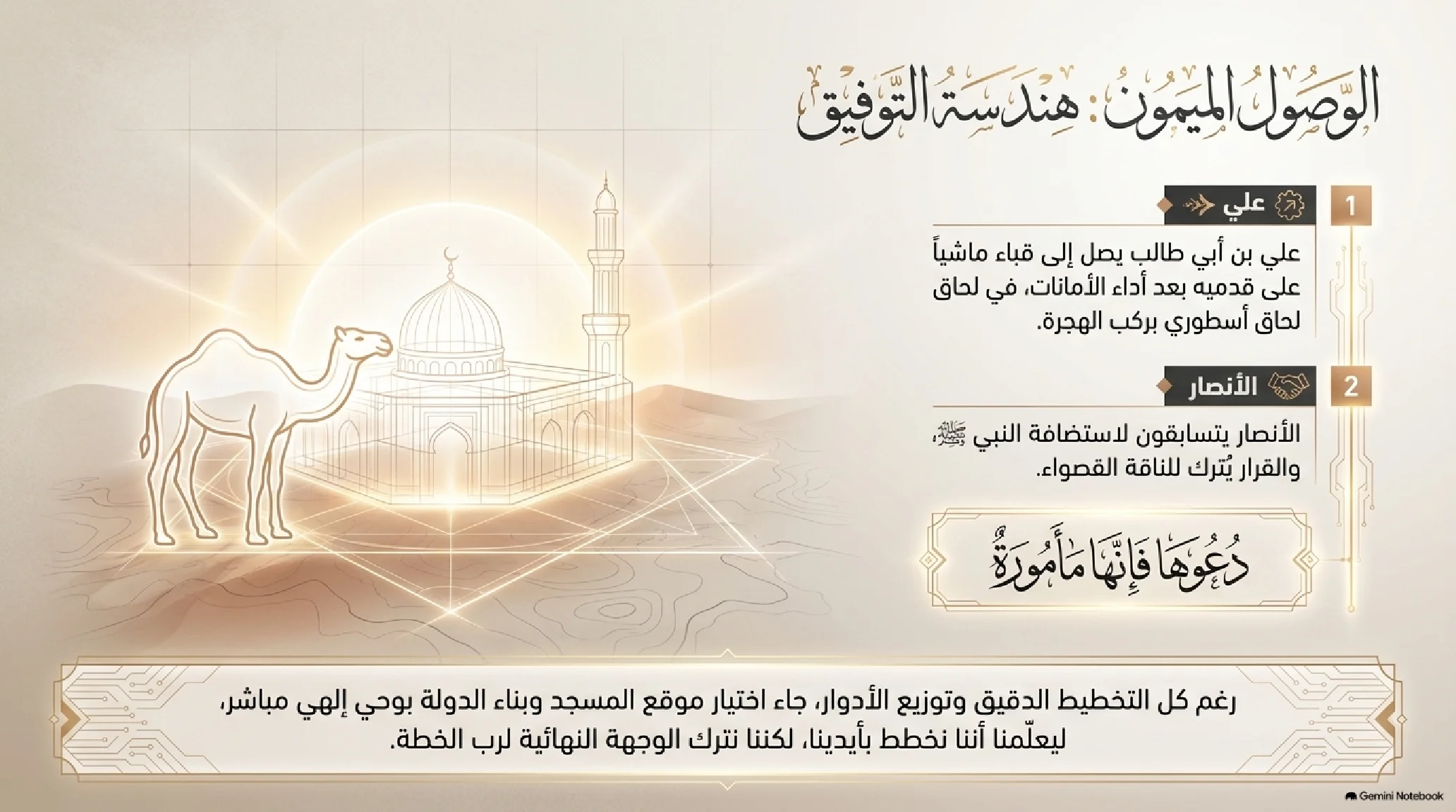 10- الهجرة النبوية: المعجزة التكتيكية واليقين المطلق وبناء الدولة الإسلامية - شريحة 10