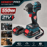 مفتاح صدمات لاسلكي 21 فولت بعزم 550 نيوتن.متر مع بطاريتين – HONESTPRO YAE6118 1