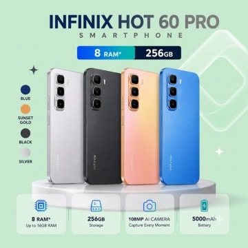 هاتف Infinix HOT 60 PRO الذكي – 8GB RAM / 256GB تخزين