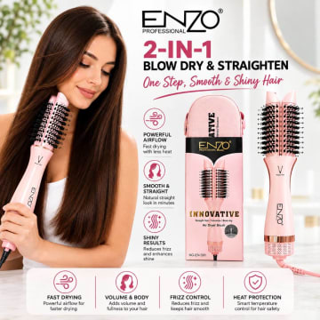 ENZO 501 Professional – فرشاة شعر كهربائية 2 في 1 للتجفيف والتنعيم