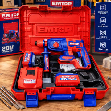 مطرقة تكسير وتخريم EMTOP لاسلكية 20V
