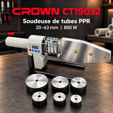 آلة لحام الأنابيب البلاستيكية PPR من كراون CROWN CT19032 – 800 واط، من 20 إلى 63 مم