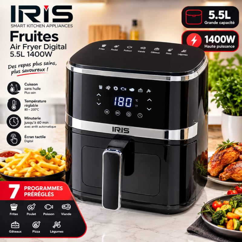 قلاية هوائية IRIS – سعة 5.5 لتر، 1400 واط