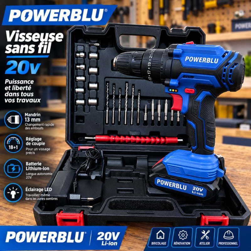 فيسوز برّوز مارطو بدون سلك PowerBlu 20V