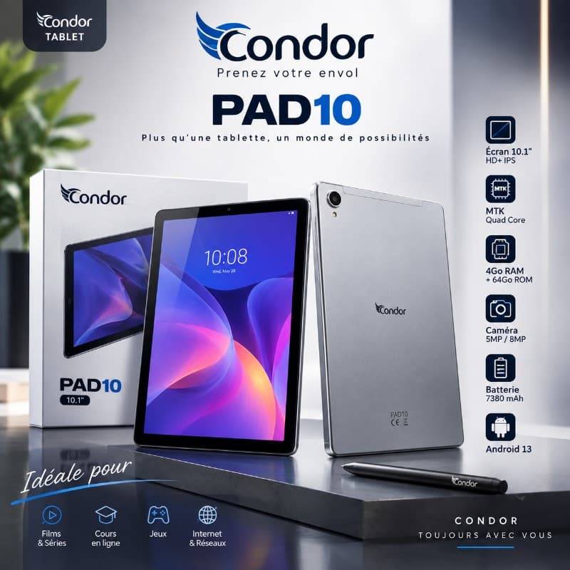 كوندور PAD10 – جهاز لوحي 4GB RAM / 64GB تخزين