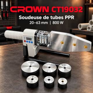 آلة لحام الأنابيب البلاستيكية PPR من كراون CROWN CT19032 – 800 واط، من 20 إلى 63 مم