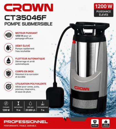 مضخة مياه غاطسة CROWN CT35046F – 1200 واط