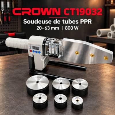 آلة لحام الأنابيب البلاستيكية PPR من كراون CROWN CT19032 – 800 واط، من 20 إلى 63 مم