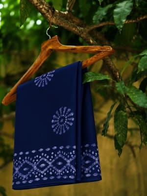 Batik Printed Saree Blue